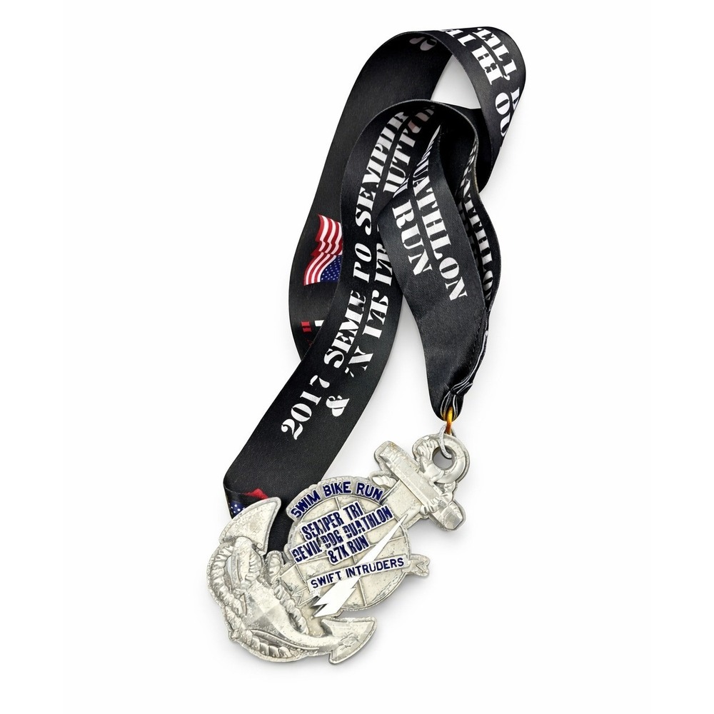 2017 Semper Tri Devil Dog Duathlon 7K Run Medal Swift Intruders Camp Pendleton